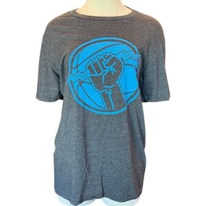 Oklahoma City Thunder Tee Graphic T-Shirt Thunder Struck Gray Blue Print‎ Small